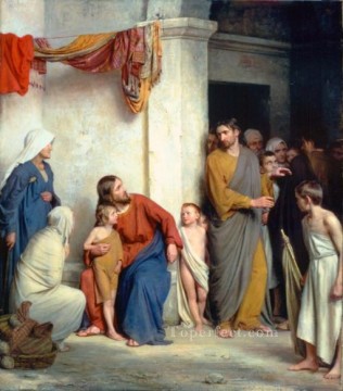 Cristo con niños religión Carl Heinrich Bloch Pinturas al óleo